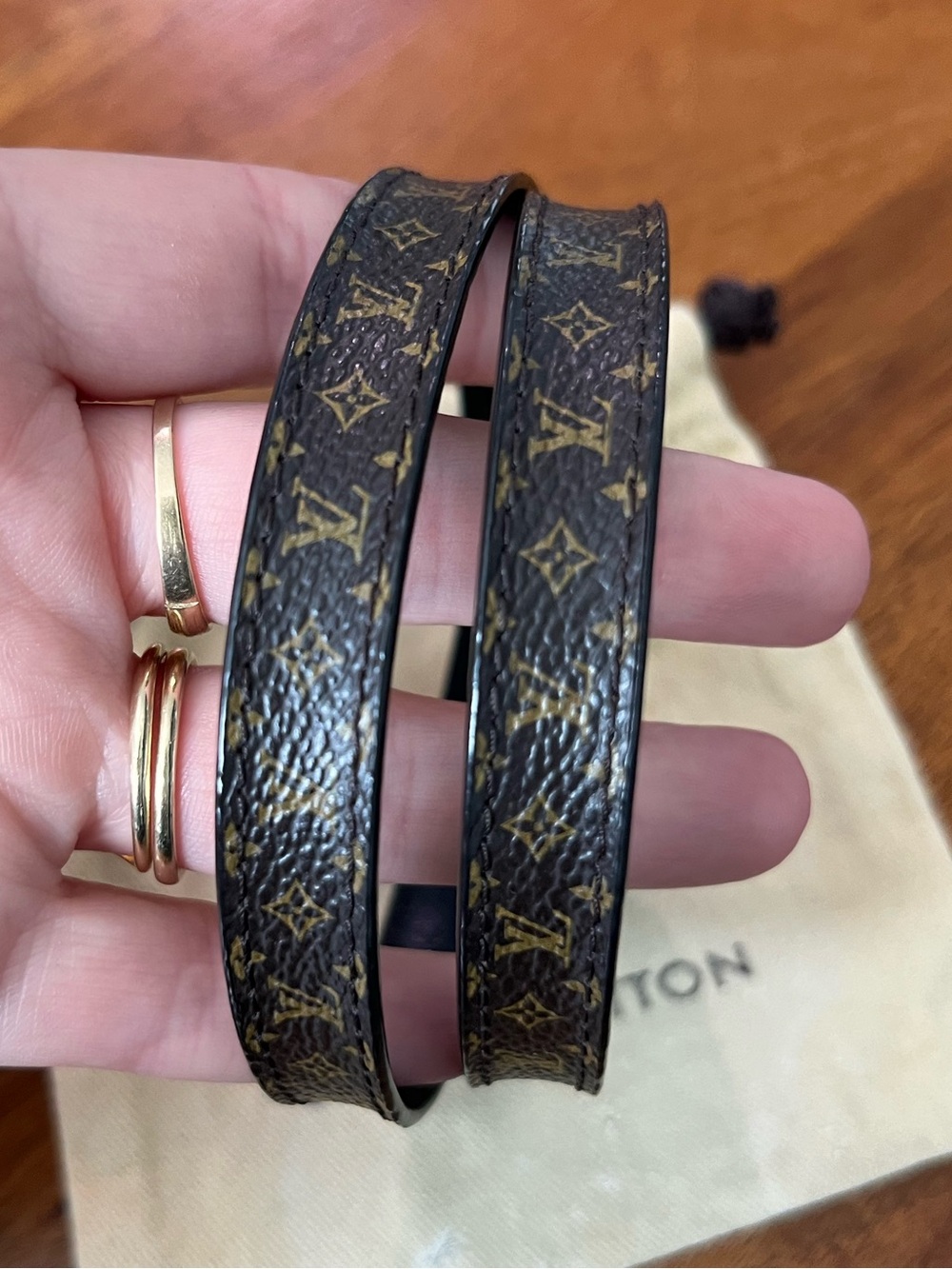 Louis Vuitton Leather Monogram Canvas Wrap Bracelet